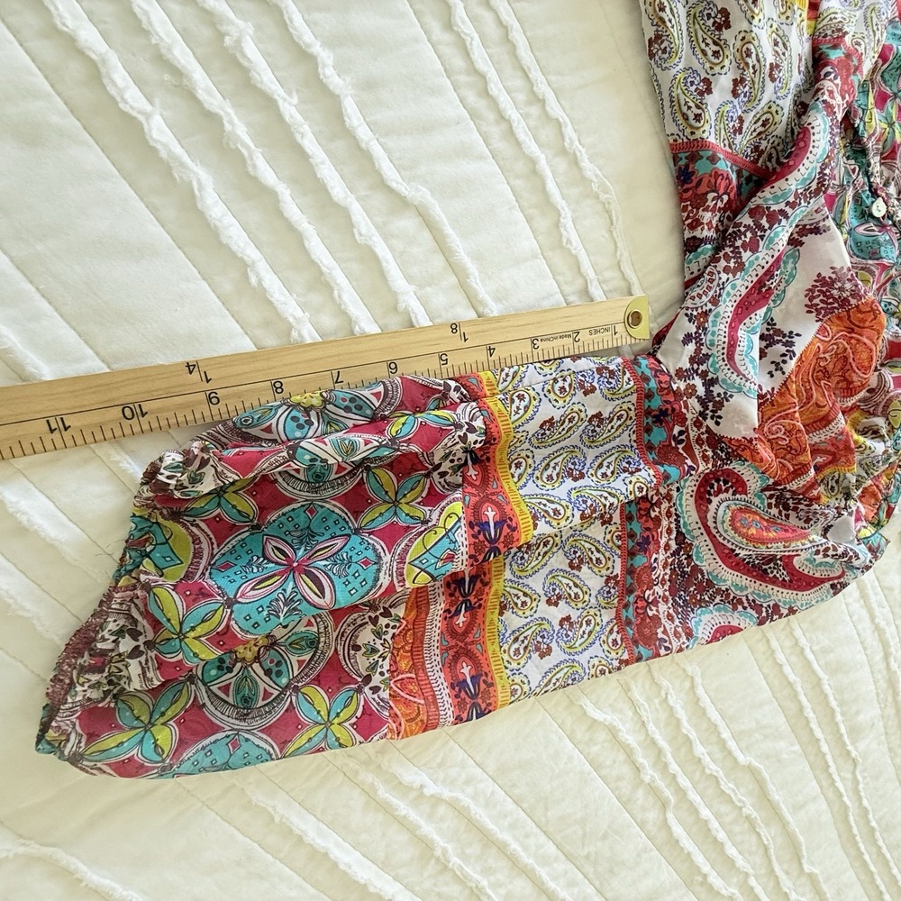 Anthropologie Fig & Flower Blouse Top Woman 1X Bright Bold Festive Party - Picture 5 of 8